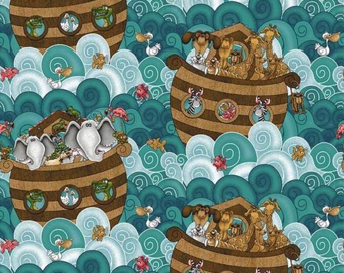 Two by Two Navy Ark Fabric Yardage, Leeanne Anderson & Kaytlyn Kuebler, Henry Glass, Cotton Quilt Fabric