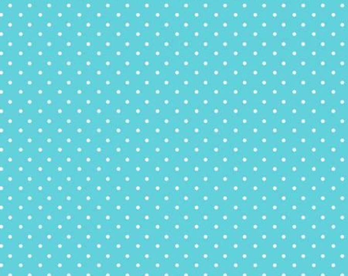 Priscilla's Polkas Aqua White Dots Fabric Yardage, Priscilla Blain, Henry Glass, Cotton Quilt Fabric