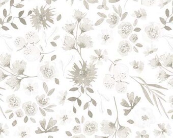 Home Sweet Home Floral White Fabric Yardage, QT Fabrics, Cotton Quilt Fabric, Floral Fabric