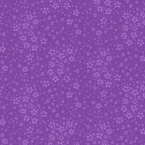 May include: A seamless pattern of small purple flowers on a solid purple background.