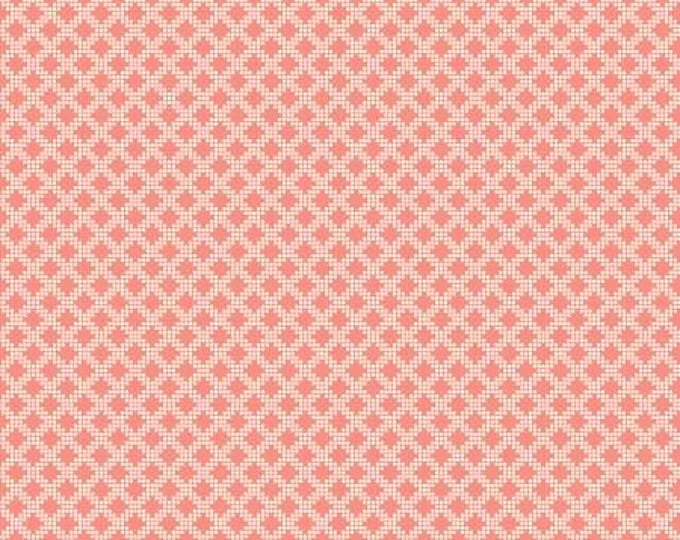 Spring's in Town Diamonds Coral Yardage, Sandy Gervais, Riley Blake Designs, Cotton Quilt Fabric, Floral Fabric