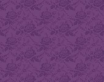 Anne of Green Gables 2023 Damask Eggplant Fabric Yardage, RBF Collection, Riley Blake Desings, Cotton Quilt Fabric, Floral Fabric