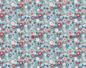 Hip Hip Hooray Blue Hooray Fabric Yardage, Laura Woods, Poppie Cotton, Cotton Quilt Fabric