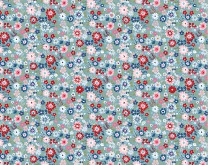 Hip Hip Hooray Blue Hooray Fabric Yardage, Laura Woods, Poppie Cotton, Cotton Quilt Fabric