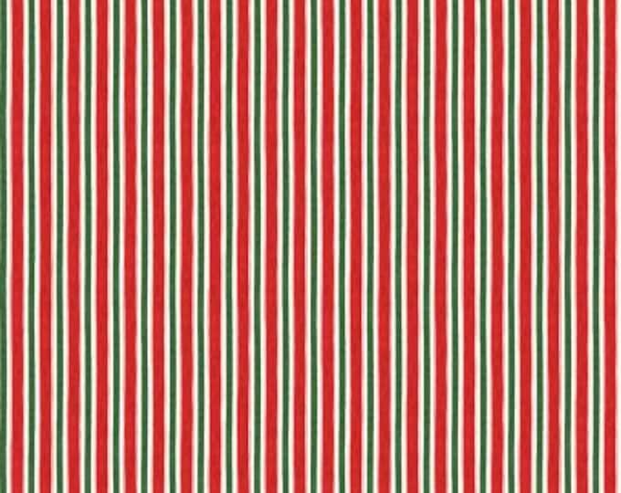 Remnant 2/3-Yard Winter Forest Cream Stripe Fabric Yardage, Susan Winget, Wilmington Prints, Cotton Quilt Fabric, Christmas Fabric