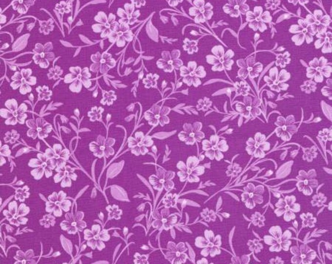FLH-20291-22 Wildflowers Flowers Violet Fabric Yardage, Debbie Beaves, Robert Kaufman, Cotton Quilt Fabric, Floral Fabric