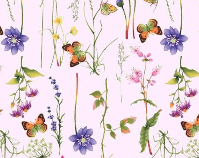 Minu & Wildberry Soft Petal Tossed Buds Fabric Yardage, Yu Me Design, Studio E, Cotton Quilt Fabric, Floral Fabric