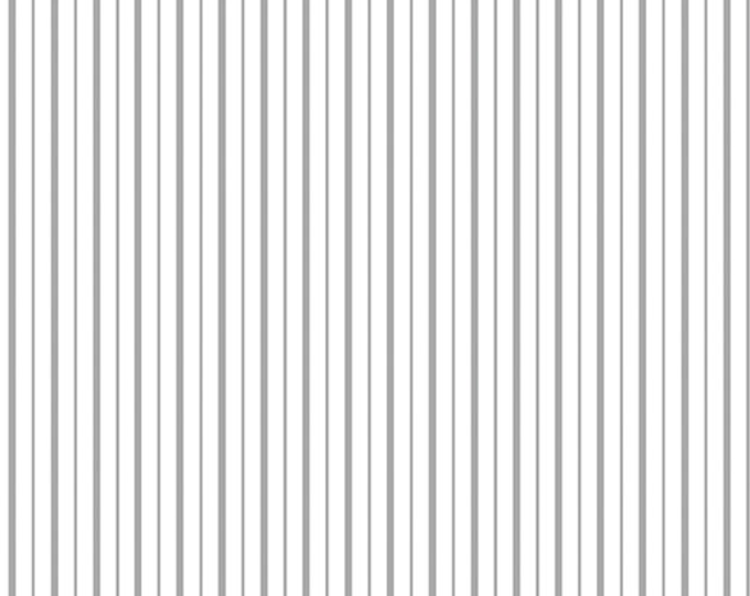 Remnant 1-Yard Better Basics Deluxe Tonal Stripe White/Gray Fabric Yardage, Kanvas Studio, Benartex, Cotton Quilt Fabric, Stripe Fabric