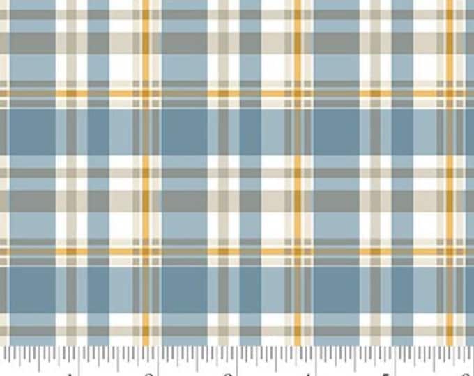 Autumn Vibes Blue Plaid Allover Fabric Yardage, Running Wild Art Studio, Blank Quilting, Cotton Quilt Fabric, Autumn Fabric