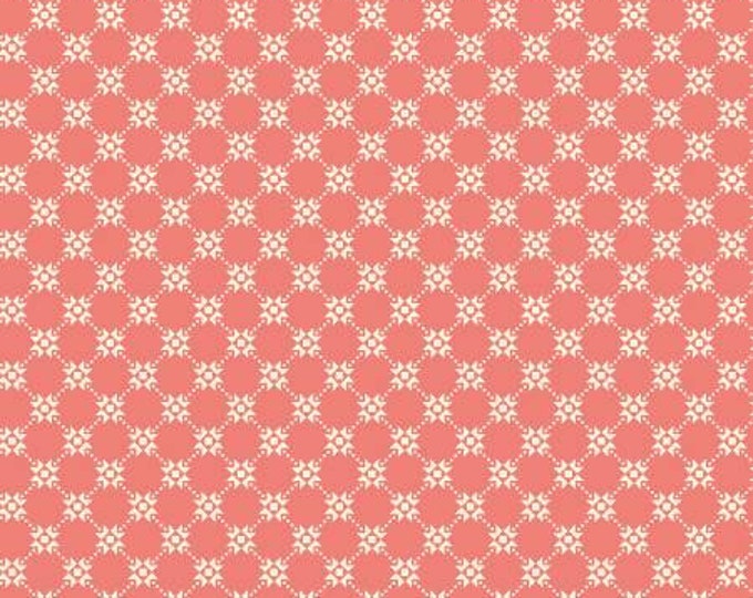 Gingham Cottage Quilty Coral Fabric Yardage, Heather Peterson, Riley Blake Designs, Cotton Quilt Fabric, Gingham Fabric