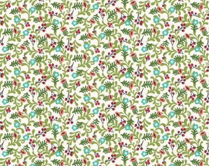 Winter Wonder Cream Floral Fabric Yardage, Heather Peterson, Riley Blake Designs, Cotton Quilt Fabric, Winter Fabric