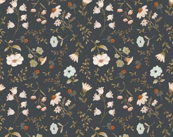 House & Home Black Meagan Fabric Yardage, Michal Marko, Poppie Cotton, Cotton Quilt Fabric, Floral Fabric