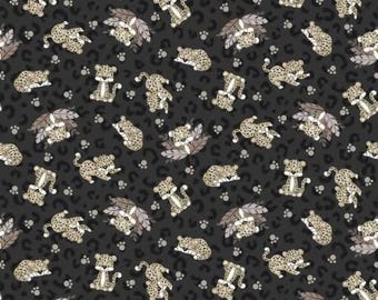 Big Kitties Black Cheetah Toss Fabric Yardage, Shelly Comiskey, Henry Glass, Cotton Quilt Fabric