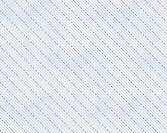 Dreaming in Blue White Dashed Stripes Fabric Yardage, Deane Beesley, Wilmington Prints, Cotton Quilt Fabric, Floral Fabric