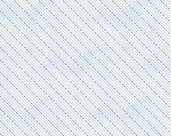 Dreaming in Blue White Dashed Stripes Fabric Yardage, Deane Beesley, Wilmington Prints, Cotton Quilt Fabric, Floral Fabric