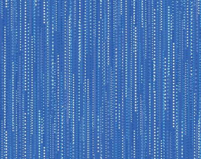 Shimmering Twilight Medium Blue Twilight Rain with Pearl Essence Fabric Yardage, KANVAS Fabrics, Benartex, Cotton Quilt Fabric
