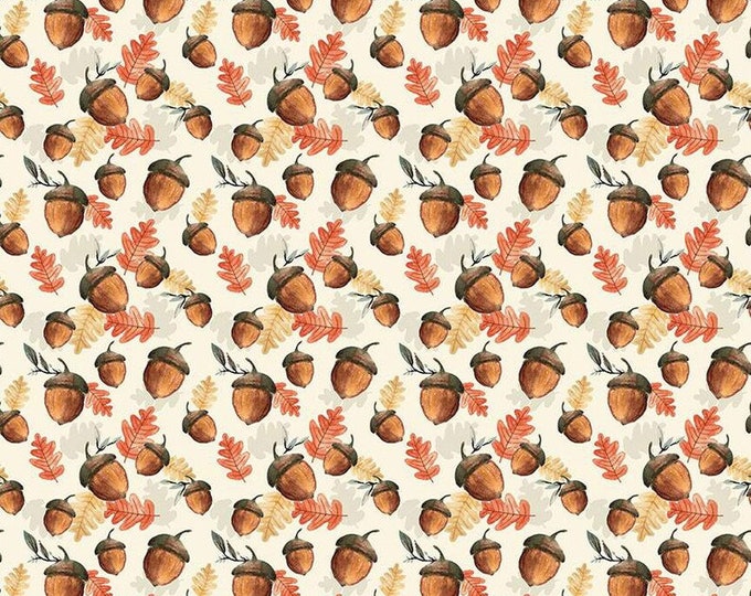 Shades of Autumn Acorns Cream Fabric Yardage, My Mind's Eye, Riley Blake Designs, Cotton Quilt Fabric