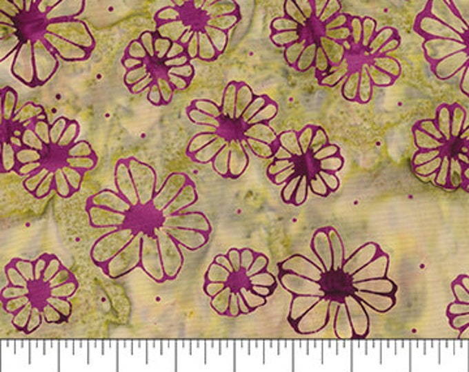 Cranberry Chutney Flowers Sage Daisies Cotton Quilting Fabric, Ken Ogg, Madison Cottage Design, Northcott Fabrics, Batik Fabric