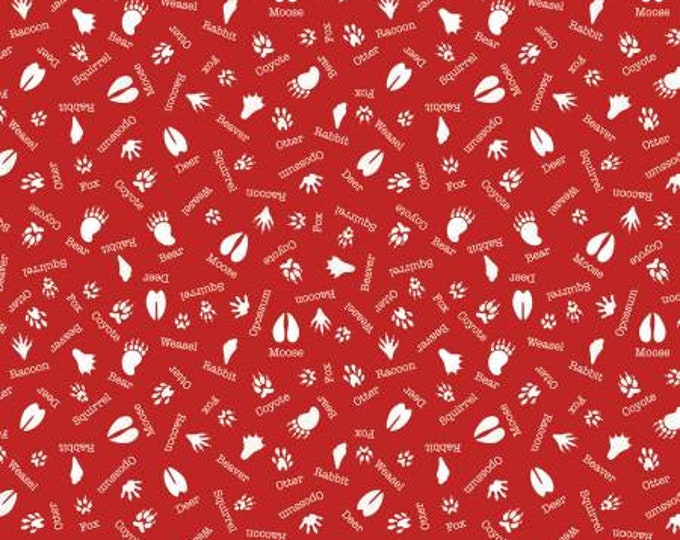 Into the Woods Tracks Red Fabric Yardage, Lori Whitlock, Riley Blake Designs, Cotton Quilt Fabric