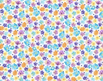 FLH-20290-14 Wildflowers Flowers Natural Fabric Yardage, Debbie Beaves, Robert Kaufman, Cotton Quilt Fabric, Floral Fabric