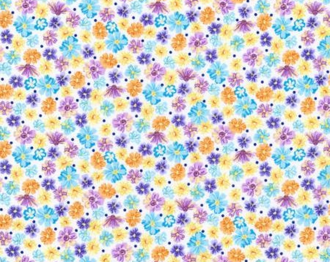 FLH-20290-14 Wildflowers Flowers Natural Fabric Yardage, Debbie Beaves, Robert Kaufman, Cotton Quilt Fabric, Floral Fabric