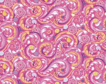 Crescendo Fuchsia Ocean Cotton Quilting Fabric, Floral Fabric, Amanda Murphy, Contempo Studio.