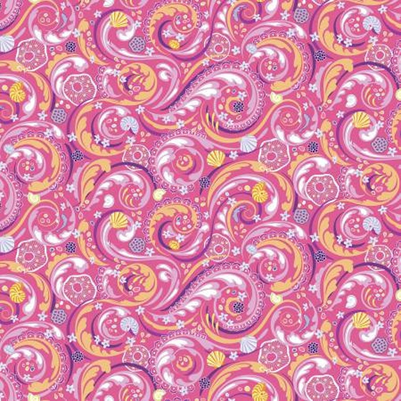 Crescendo Fuchsia Ocean Cotton Quilting Fabric, Floral Fabric, Amanda Murphy, Contempo Studio. image 1