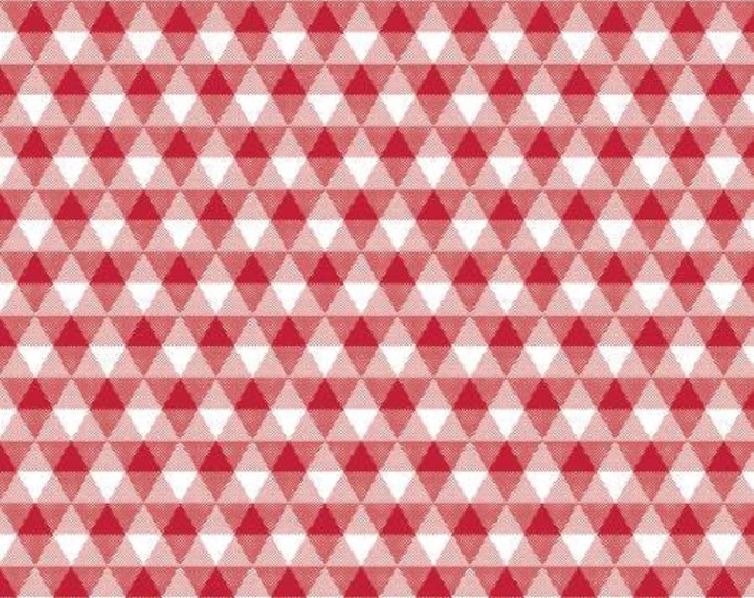 Remnant 1-Yard Land of Liberty Red Gingham Fabric Yardage, My Mind's Eye Collection, Riley Blake Designs, Cotton Quilt Fabric, Floral Fabric