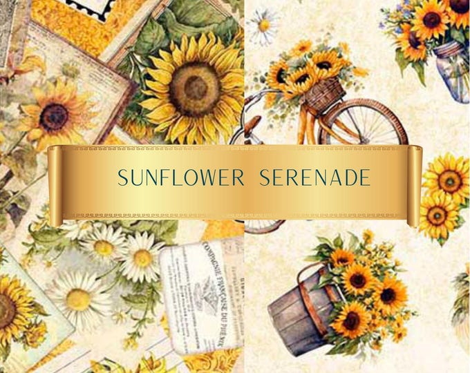 Sunflower Serenade Fabric Yardage, Morris Creative Group, QT Fabrics, Cotton Quilting Fabric