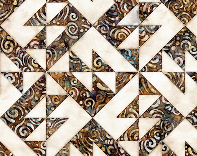 Paradox Triangles Cream Fabric Yardage, Dan Morris, Quilting Treasures, Cotton Quilting Fabric, Abstract Fabric