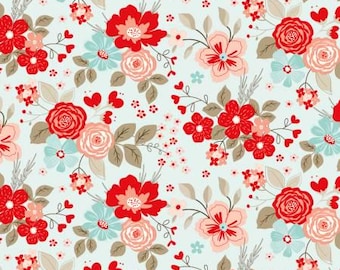 You & Me Main Mist Fabric Yardage, Sandy Gervais, Riley Blake Designs, Cotton Quilt Fabric, Floral Fabric