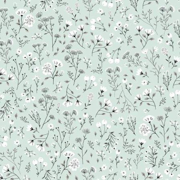 House & Home Green Mable Fabric Yardage, Michal Marko, Poppie Cotton, Cotton Quilt Fabric, Floral Fabric