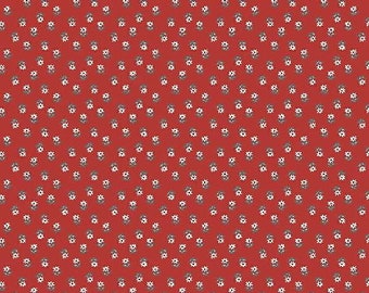 Ruby Red Petite Floral Fabric Yardage, Whistler Studio, Windham, Cotton Quilt Fabric, Floral Fabric