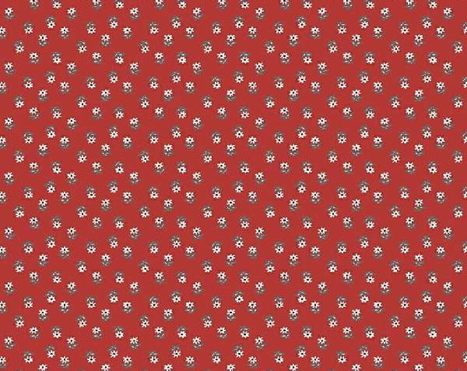 Ruby Red Petite Floral Fabric Yardage, Whistler Studio, Windham, Cotton Quilt Fabric, Floral Fabric
