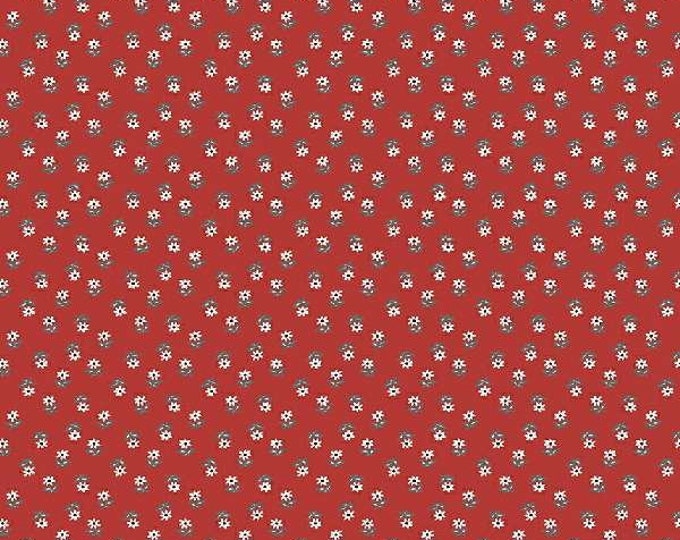 Ruby Red Petite Floral Fabric Yardage, Whistler Studio, Windham, Cotton Quilt Fabric, Floral Fabric