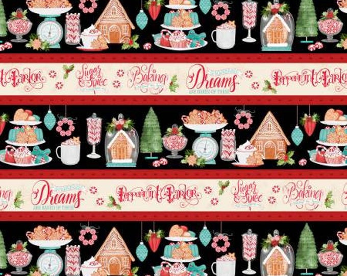 Peppermint Parlor Multi Repeating Stripe Fabric Yardage, Danielle Leone, Wilmington Prints, Cotton Quilt Fabric, Christmas Fabric