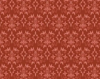 Curated Blooms Damask Auburn Fabric Yardage, Judy Madsen, Riley Blake Designs, Cotton Quilt Fabric, Floral Fabric