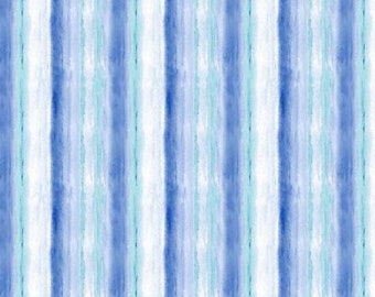 Blue Muse Blue Serene Stripe Fabric Yardage, MMF Collection, Michael Miller Fabrics, Cotton Quilt Fabric Yardage, Floral Fabric