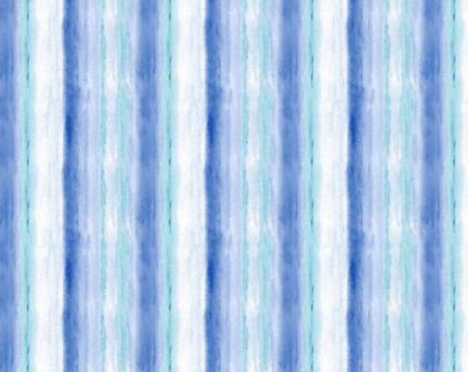 Blue Muse Blue Serene Stripe Fabric Yardage, MMF Collection, Michael Miller Fabrics, Cotton Quilt Fabric Yardage, Floral Fabric