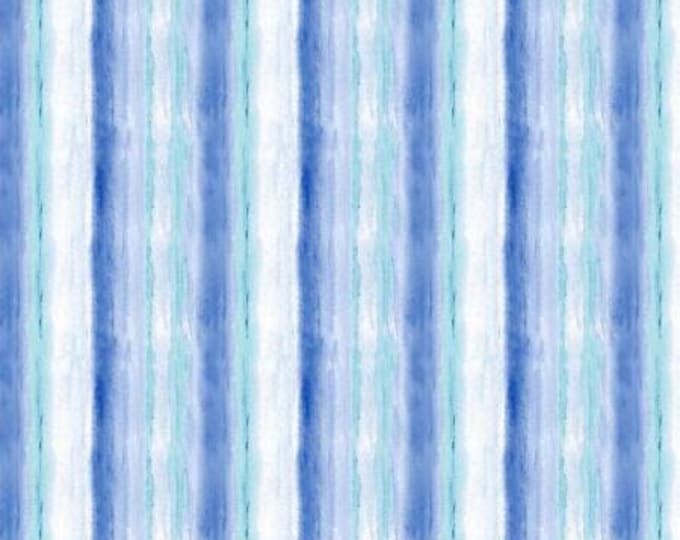 Blue Muse Blue Serene Stripe Fabric Yardage, MMF Collection, Michael Miller Fabrics, Cotton Quilt Fabric Yardage, Floral Fabric