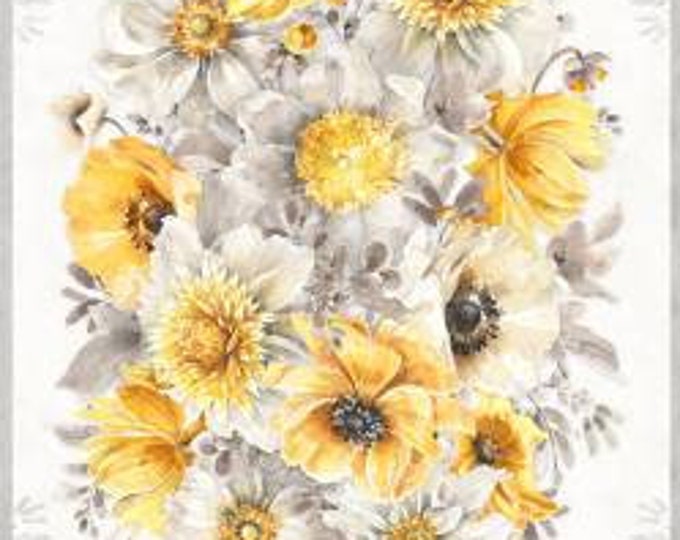 Fields of Gold Large Multi Panel Fabric Yardage, Lisa Audit, Wilmington Prints, Cotton Quilt Fabric, Floral Fabric