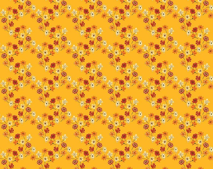 Fall's in Town Floral Gold Fabric Yardage, Sandy Gervais, Riley Blake Designs, Cotton Quilt Fabric