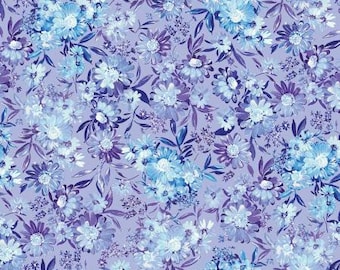 Shimmering Twilight Lilac Twilight Bouquet with Pearl Essence Fabric Yardage, KANVAS Fabrics, Benartex, Cotton Quilt Fabric