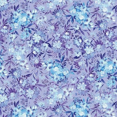 Shimmering Twilight enhanced with Pearl Essence - Floral Fabric Square -  Keri Quilts