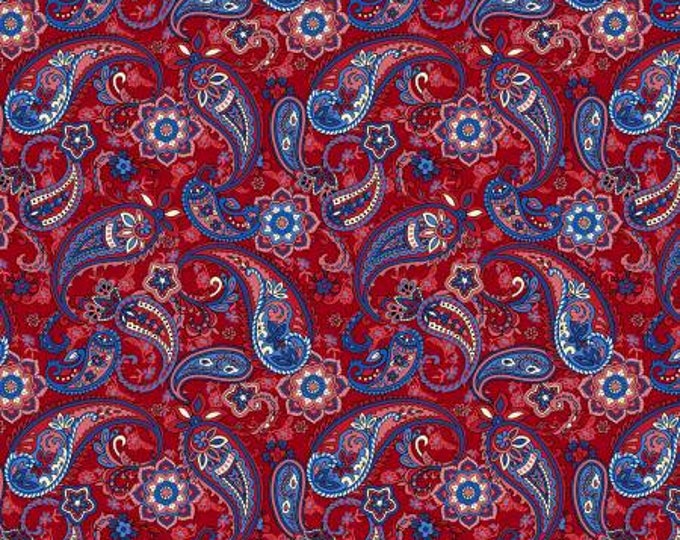 Liberty Hill Red Paisley Fabric Yardage, Color Principle Studio, Henry Glass, Cotton Quilt Fabric, Patriotic Fabric