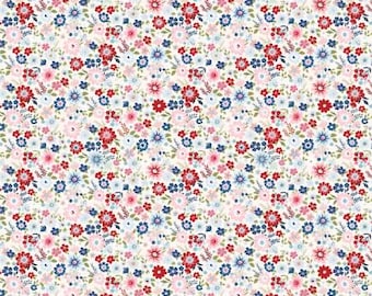 Hip Hip Hooray White Hooray Fabric Yardage, Laura Woods, Poppie Cotton, Cotton Quilt Fabric