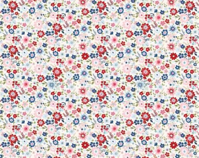 Hip Hip Hooray White Hooray Fabric Yardage, Laura Woods, Poppie Cotton, Cotton Quilt Fabric