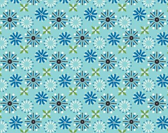Oh Happy Day Florals Aqua Quilt Fabric Yardage, Riley Blake Designs, Sandy Gervais, Cotton Quilt Fabric