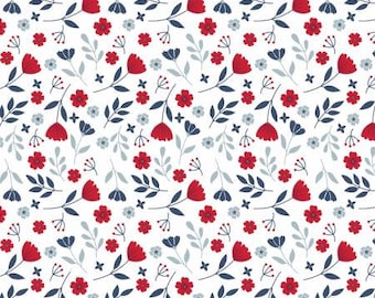 American Beauty Floral White Fabric Yardage, Dani Mogstad, Riley Blake Designs, Cotton Quilt Fabric, Floral Fabric