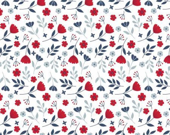 American Beauty Floral White Fabric Yardage, Dani Mogstad, Riley Blake Designs, Cotton Quilt Fabric, Floral Fabric